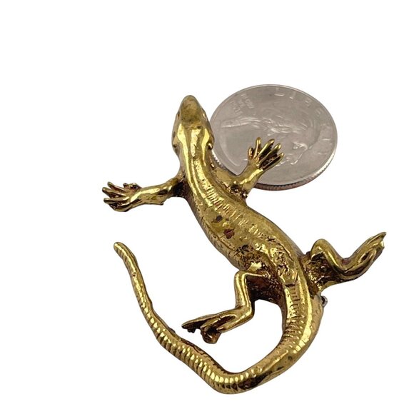 Gold-Toned Lizard Brooch Pin Jewelry Accessory - Picture 5 of 6